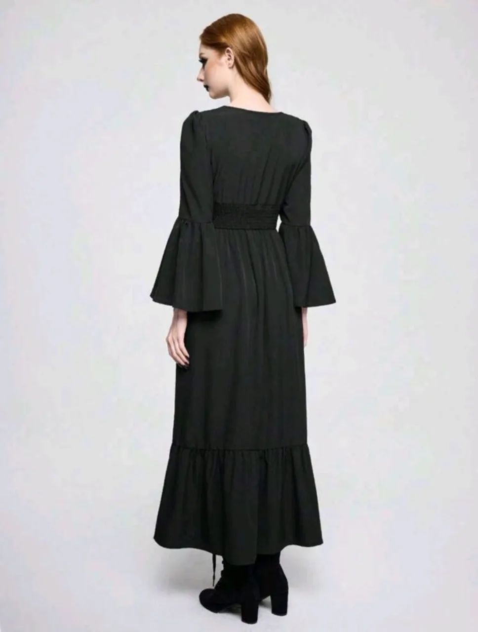 Vestido Romwe Goth - Vestido de Manga Sino com decote U liso - para Halloween