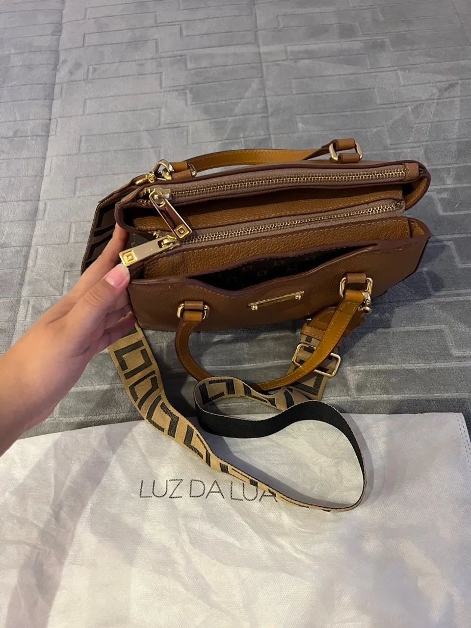 Bolsa Luz da Lua Original - Couro Legítimo Caramelo Com Dust Bag - Bolsa Tote - Foto 2