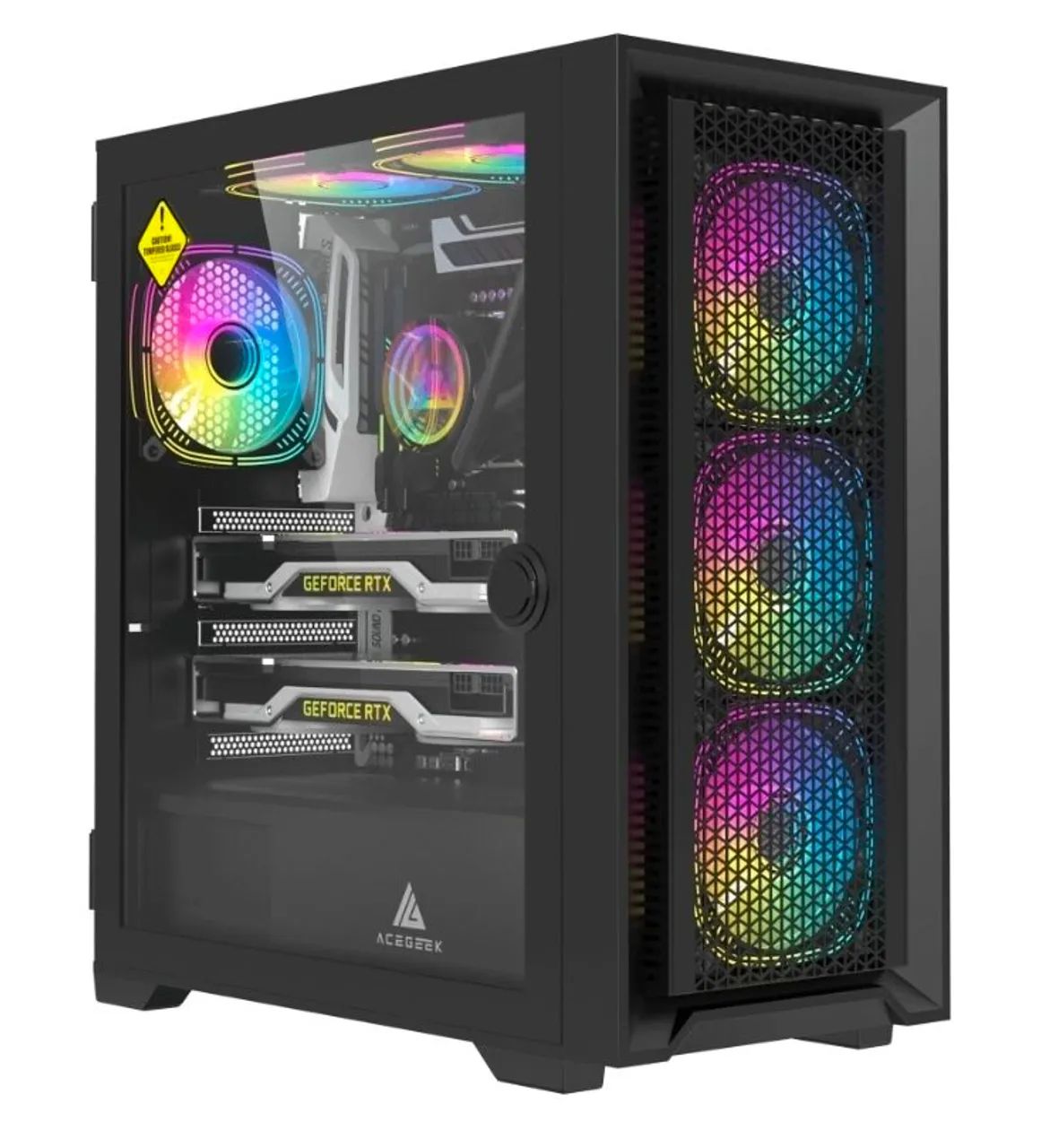 Gabinete Gamer Acgeek Tempest A370 + 5 fans TGT rainbow