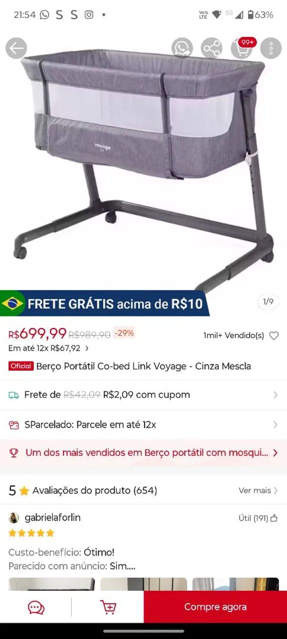 Berço acoplado Voyage 