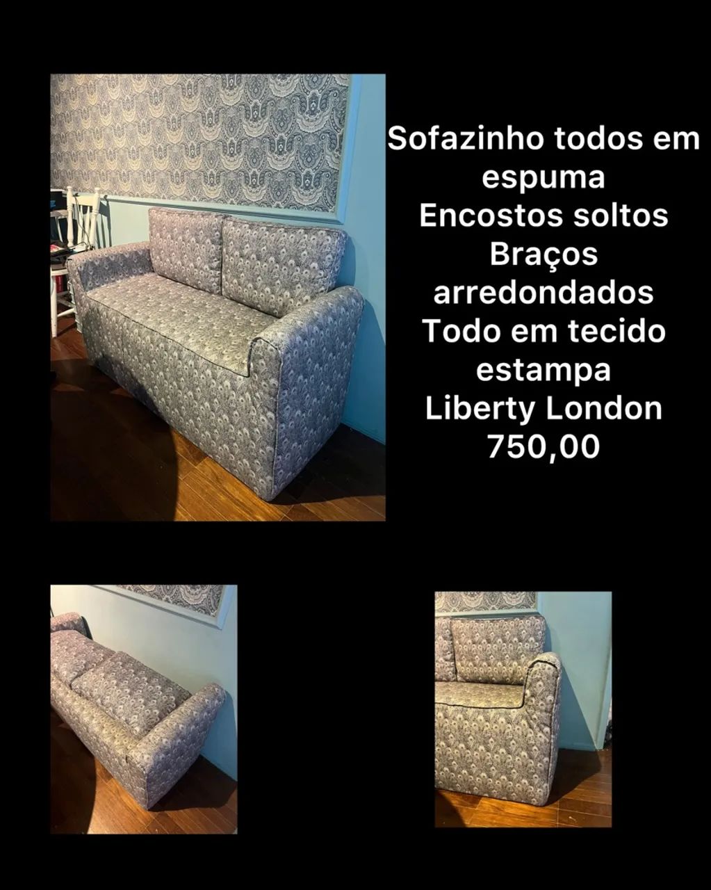 Sofá pequeno tipo recamier todo em tecido  - Foto 4