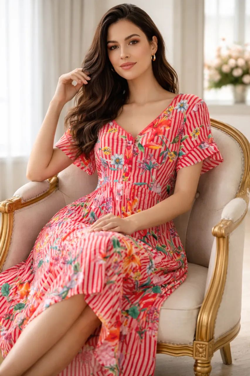 Vestido vermelho estampado 