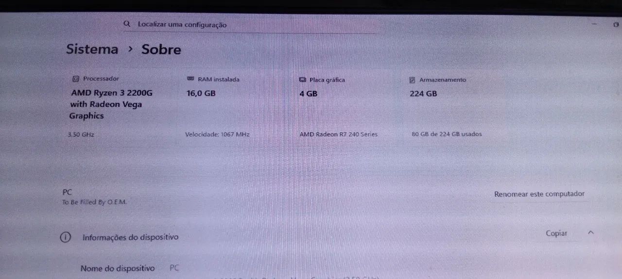 CPU RYZEN 3 2200G 8GB (ACEITO TROCAS) - Foto 3