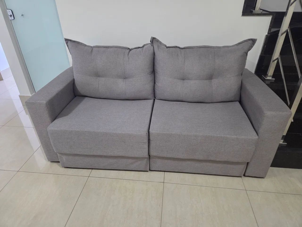 Sofá Retrátil 2 Lugares Cinza