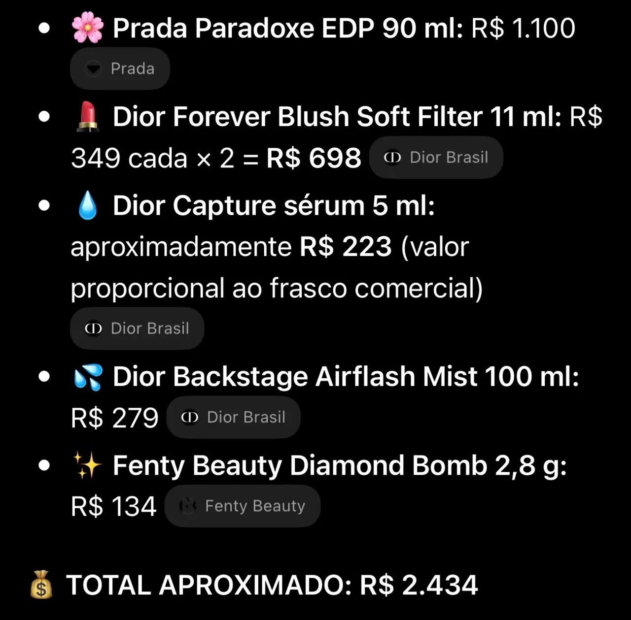 Kit de Beleza de Luxo - Prada, Dior e Fenty Beauty - Foto 5