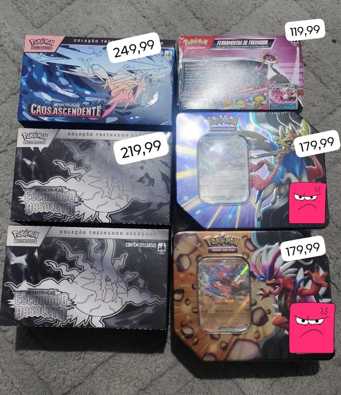 Lote Cartas Pokémon  Latas e ETB 1098,99