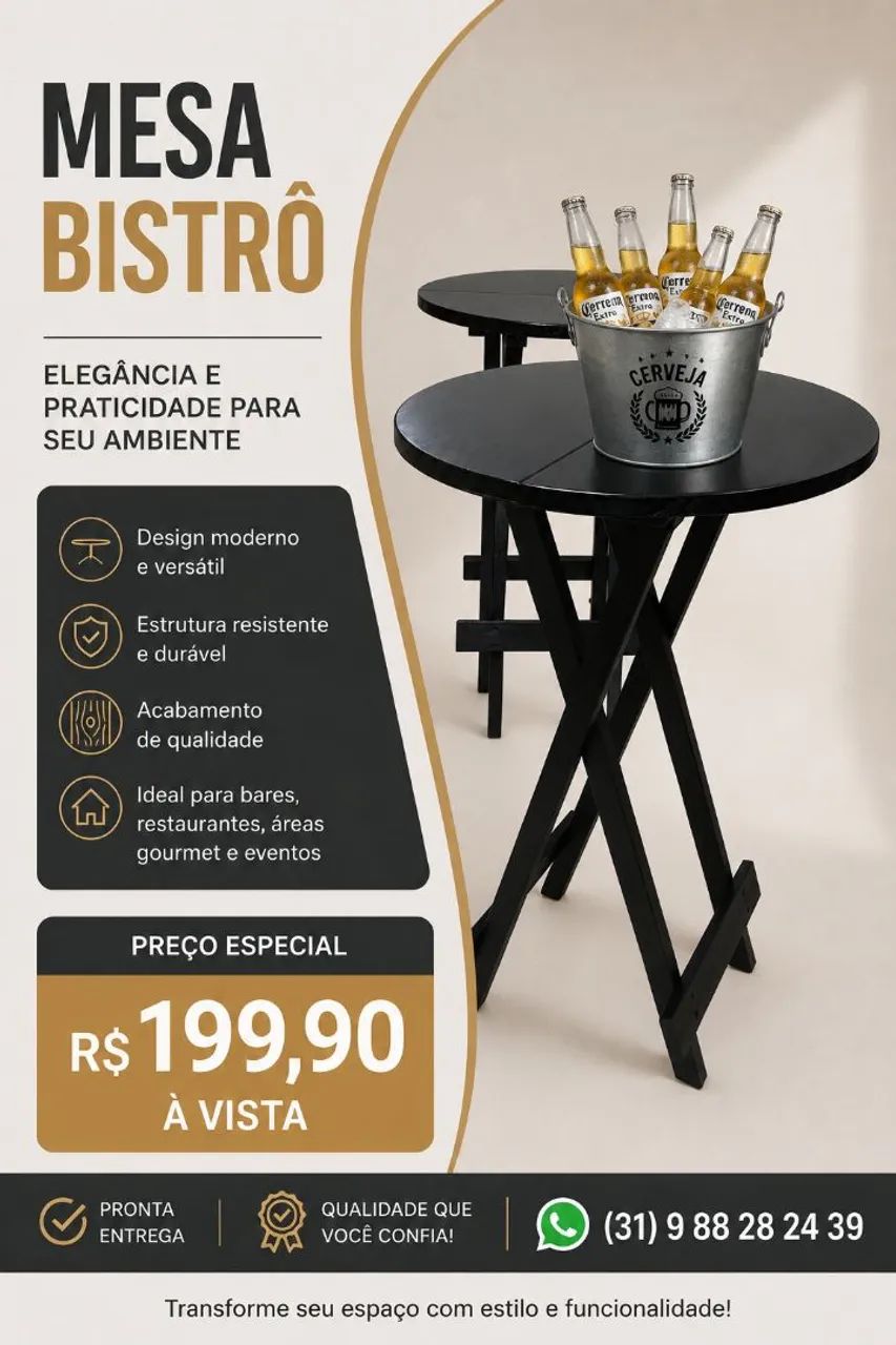 Mesa dobrável de madeira 