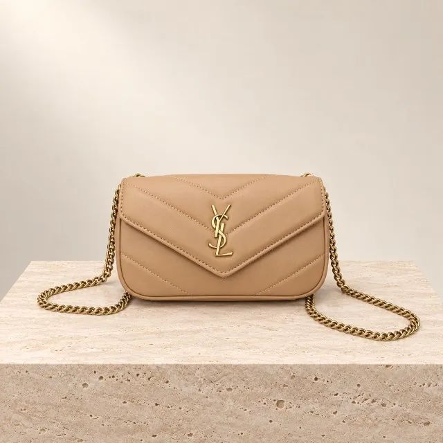 Bolsa em couro YSL Bege