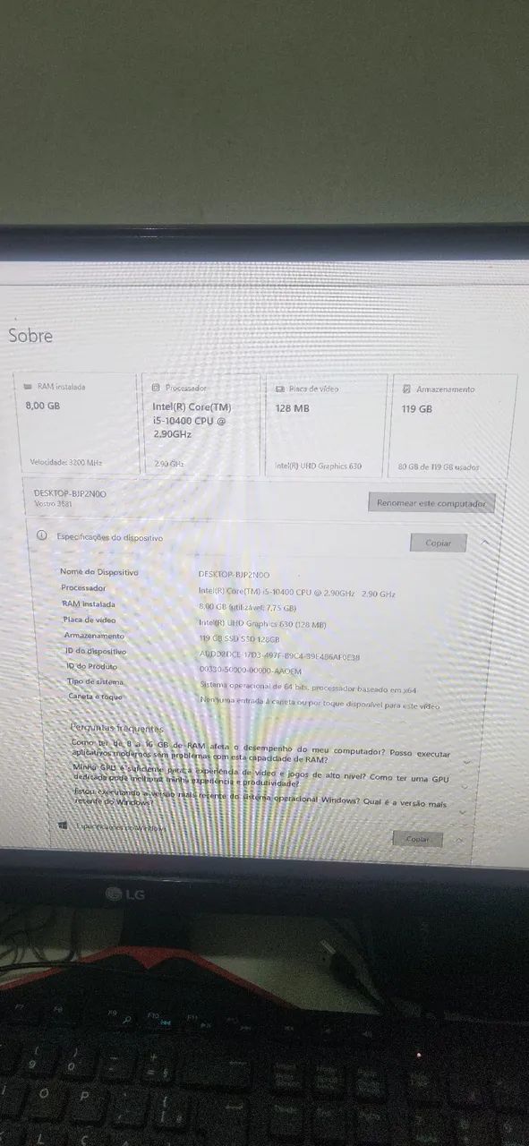 Cpu Dell i5 10°geração 8gb ddr4 - Foto 4