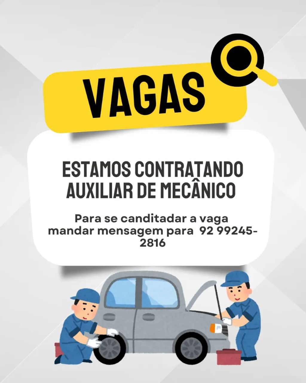 Contrata- se Auxiliar de Mecânico 