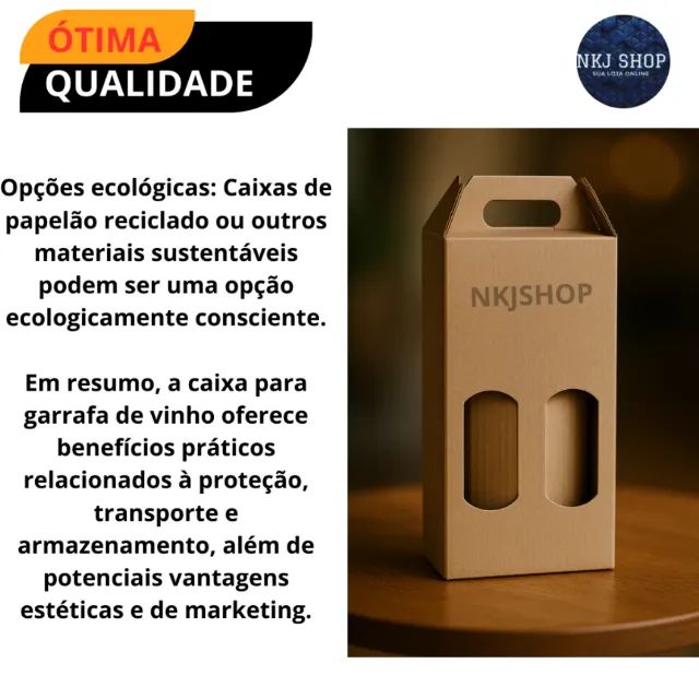 Kit 10 Caixas Para 2 Vinhos Com Visor Kraft 34 cm  - Foto 3