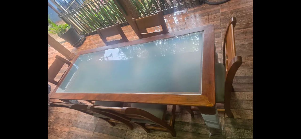 MESA RÚSTICA DE PEROBA ROSA COM VIDRO - Foto 2