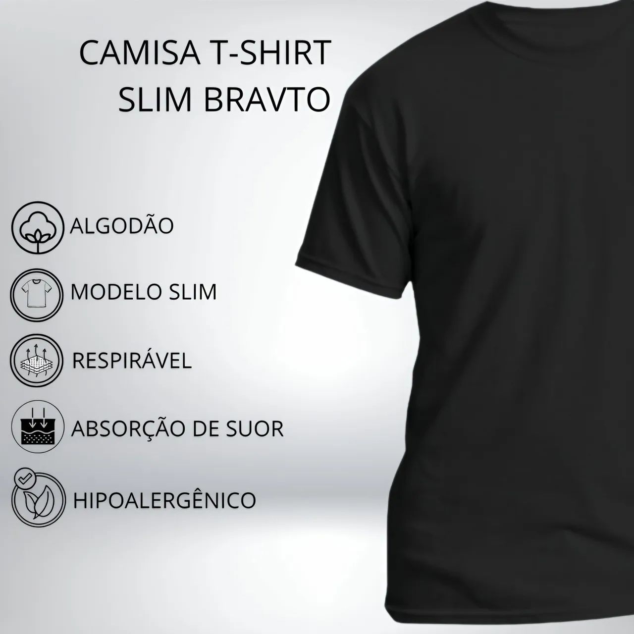 Camiseta BRAVTO ORIGINAL Slim Preta - Foto 4