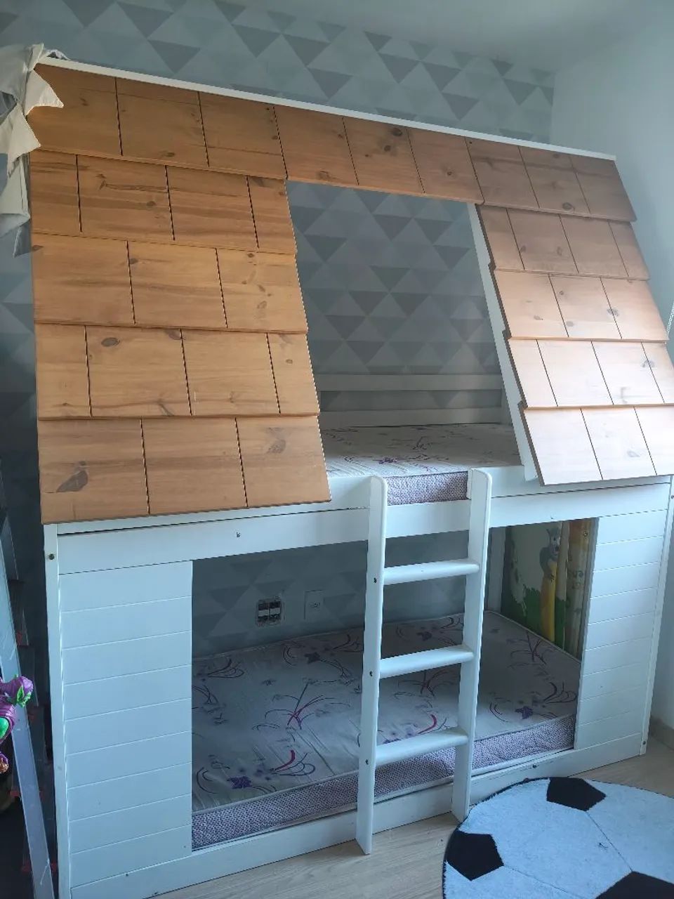 Beliche Infantil de Madeira com Escada - Excelente Estado