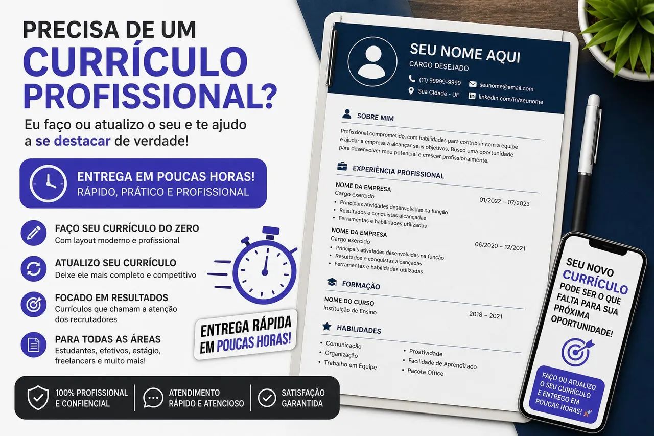 Currículo Profissional Rápido e Confiável | Entrega em Poucas Horas - Foto 2