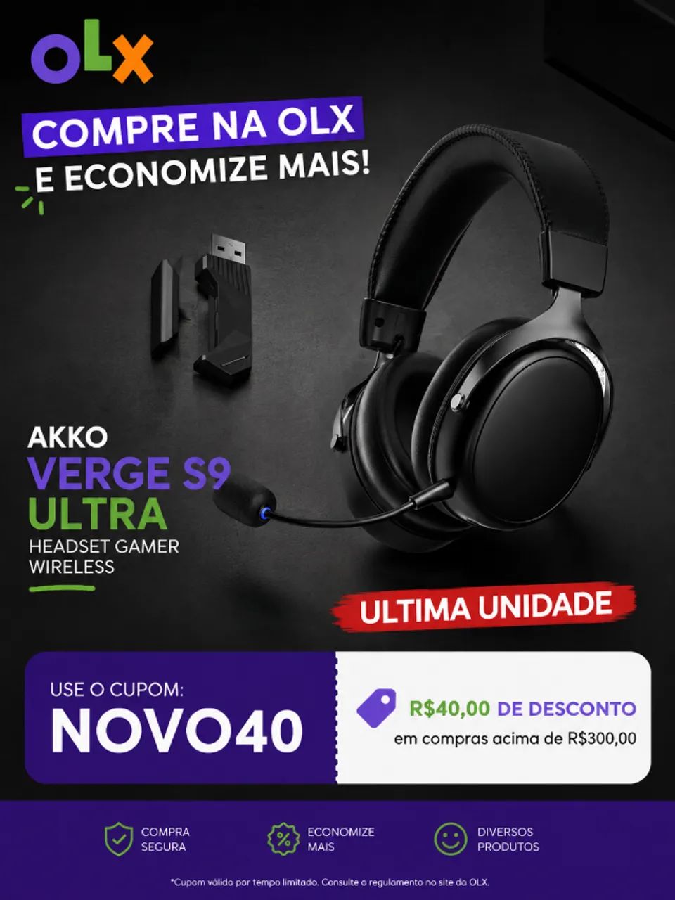 Headset s/ fio AKKO S9ULTRA - ULTIMA UNIDADE - 250hr BATERIA!