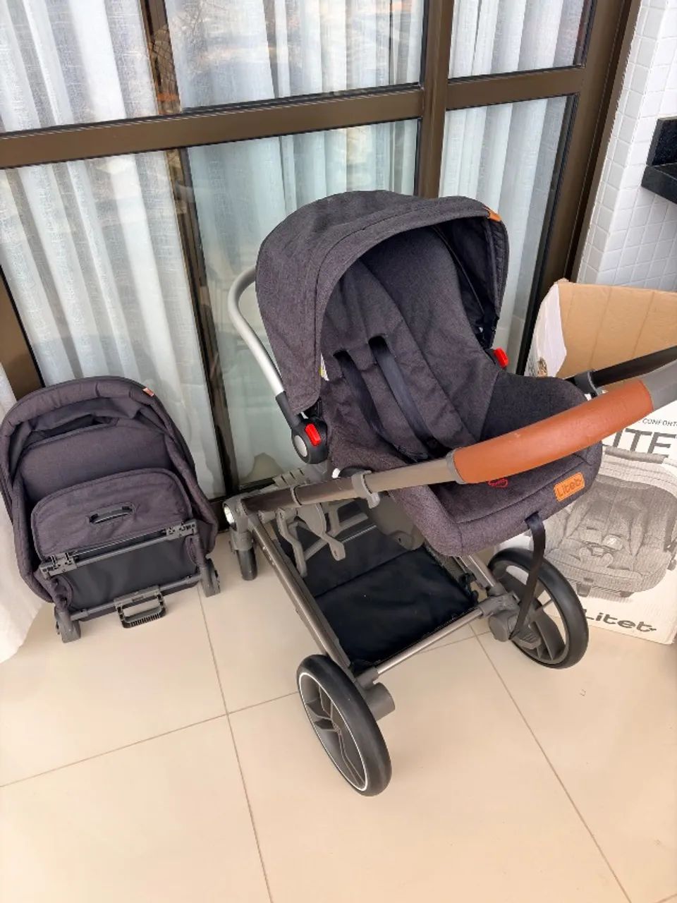 Vendo conjunto Carrinho de bebê e bebê conforto Litet  - Foto 3