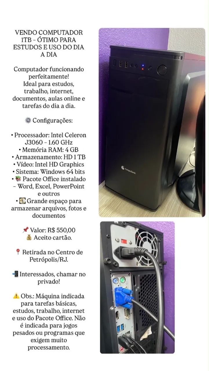 Computador 1TB +4GB RAM e Pacote office 400 - Foto 3