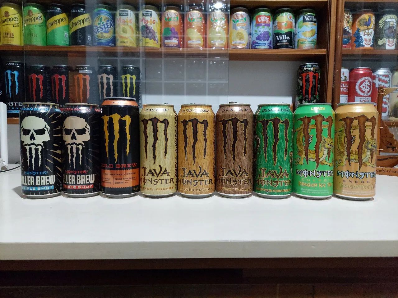 Coleção de latas Monster Java + Killer Brew + Cold Brew + Dragon Ice Tea