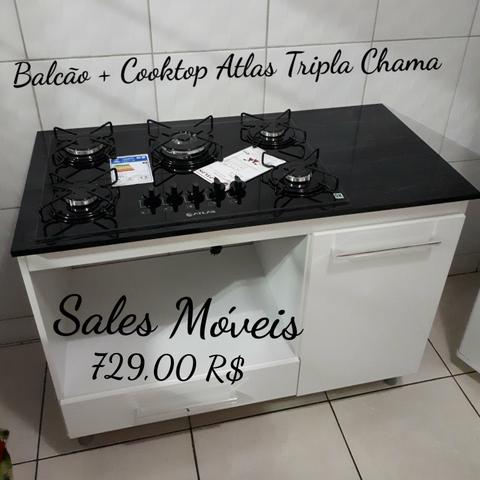 Balcão 105 + Cooktop Atlas Tripla Chama NOVO NA CAIXA