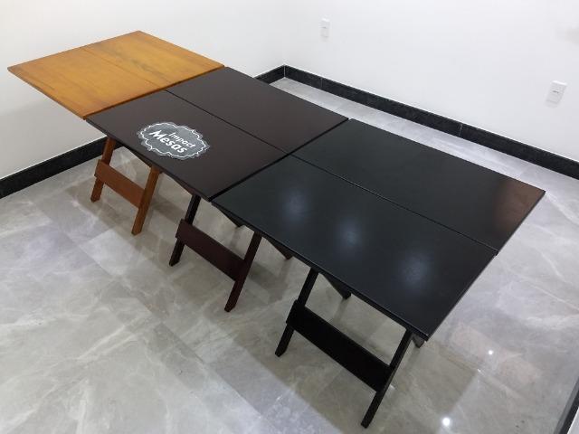 Mesa de Madeira 70x70 com 2 Cadeiras Dobráveis - Foto 4