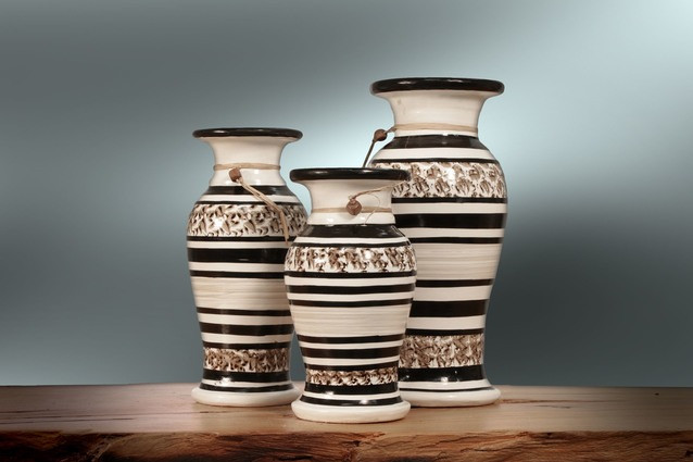 Vaso Cerâmica Colorido C/ 3 Pçs