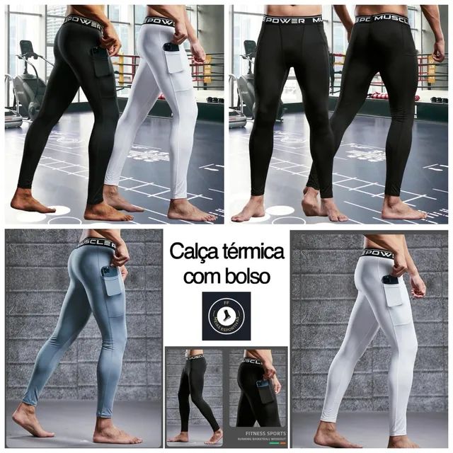 Calça térmica esportiva com bolso