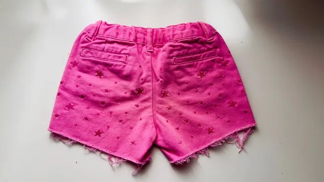 Shorts Jeans Feminino Infantil Rosa n.06  - Foto 2