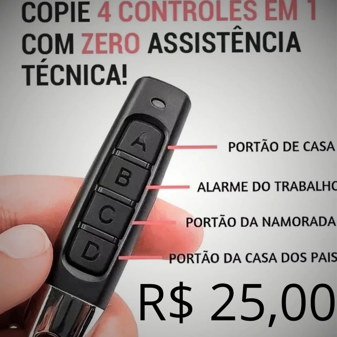 Controle Universal para Portão 4 em 1 - Sem Necessidade de Programação