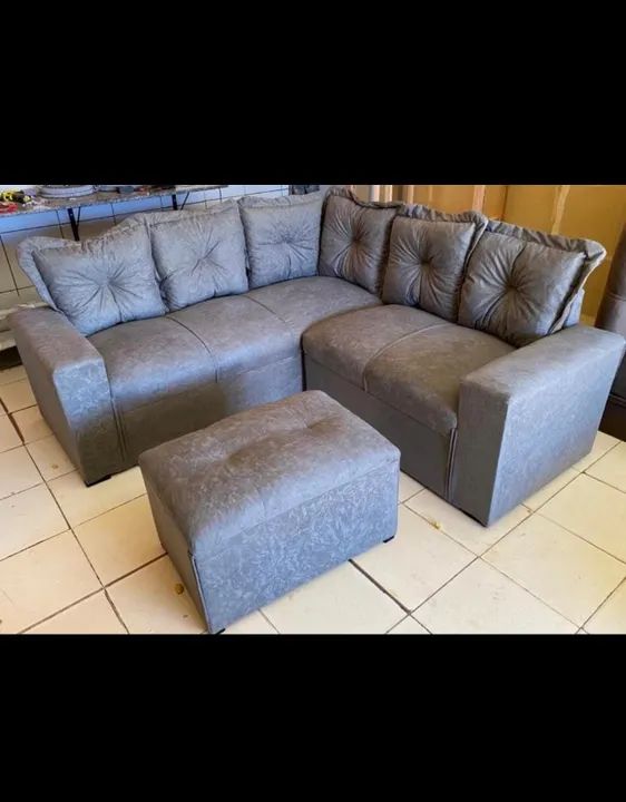 Sofá de Canto Com Puff 