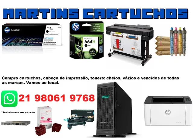 Compra se cartuchos HP, Samsung, Ricoh, Lexmark e Canon.