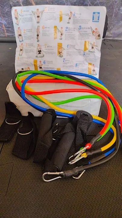 Elástico com mosquetão e acessórios 11 peças