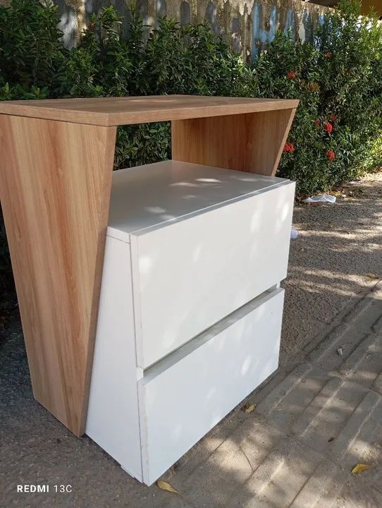 Gaveteiro de madeira branco com 2 gavetas - Foto 4