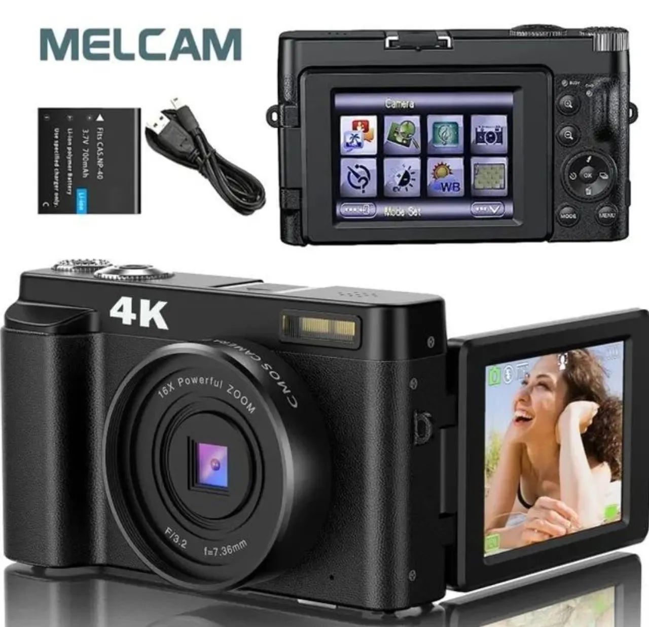 Camera Fotografica 4k e Filmadora Melcan Webcam vídeo vlog live streem 