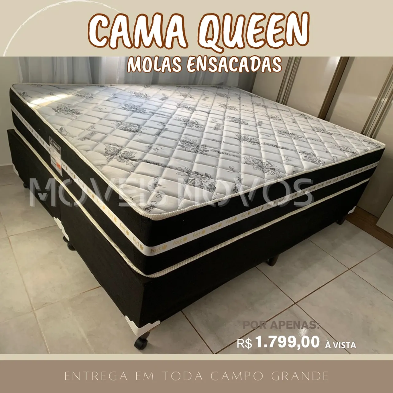 Cama Queen de molas ensacadas - A PRONTA ENTREGA