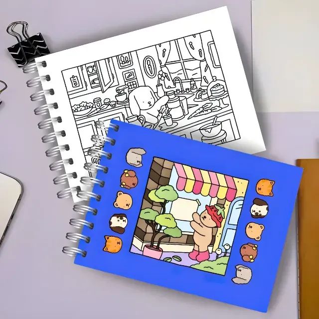 Kit Livro De Colorir Capa Dura + 24 Canetinhas - AZUL - Foto 4