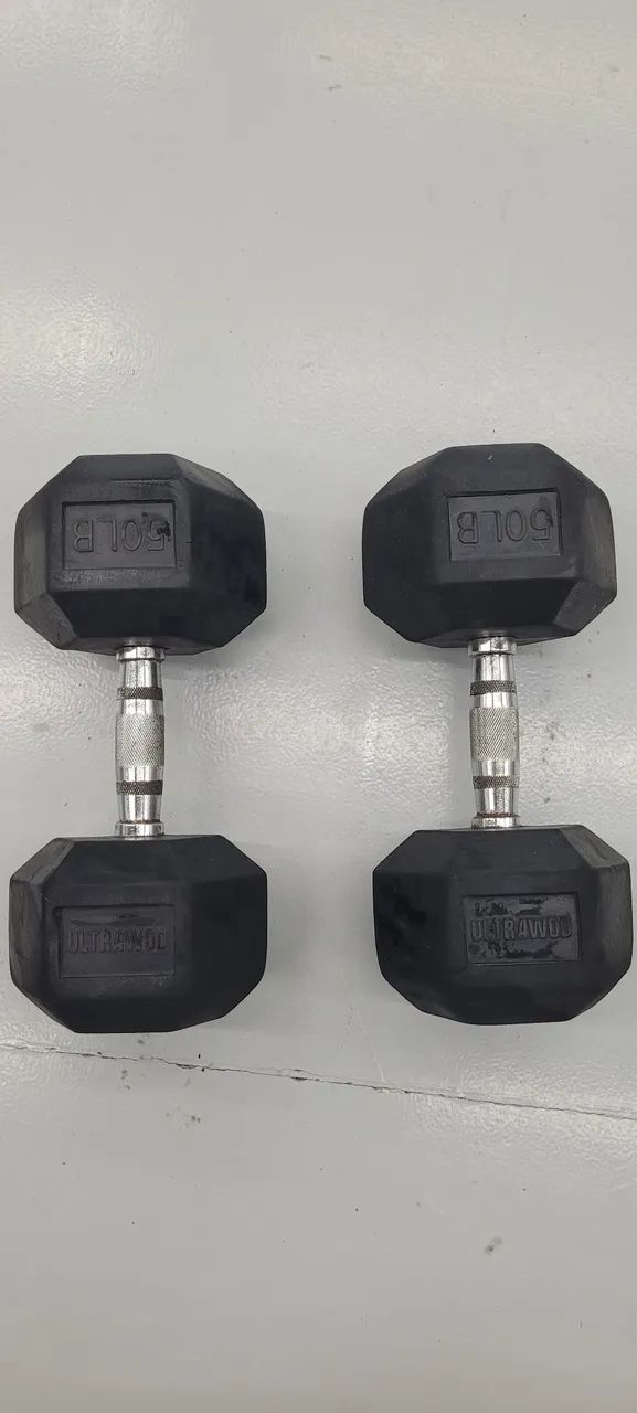Par de Dumbbells 50 lbs ULTRAWOD - Excelente Estado! - Foto 2