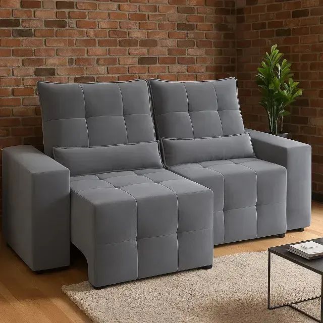 (FRETE GRÁTIS) Sofá Retrátil e Reclinável Lisboa Cinza