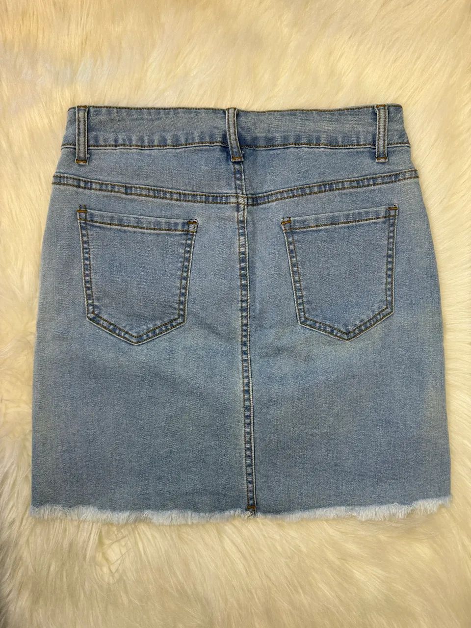 Saia Jeans SHEIN Petite com Detalhes Destroyed 85% algodão  - Foto 5