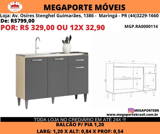 Balcão de Pia 1,20 Atenas
