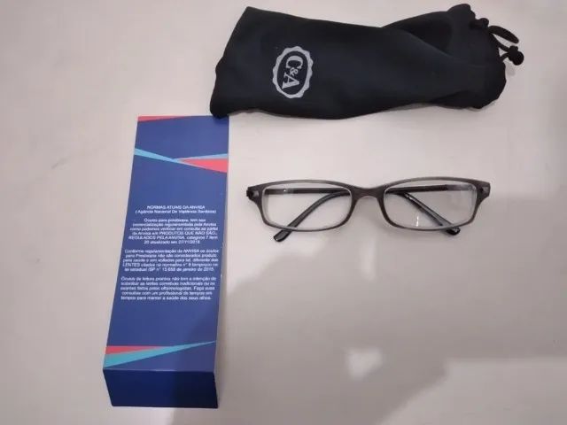armação óculos de grau cinza com preto - Foto 4