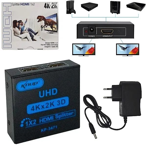 Splitter HDMI Divisor com 1 Entrada e 2 Saídas 3D - Knup em São Luís ma - Foto 2