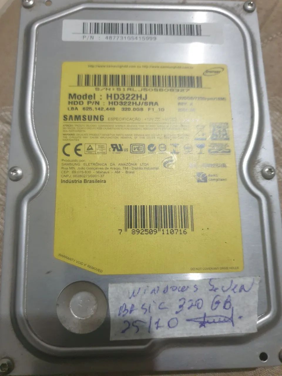 Hd samsung 320 gb com Windows sementes basic64960496820993120