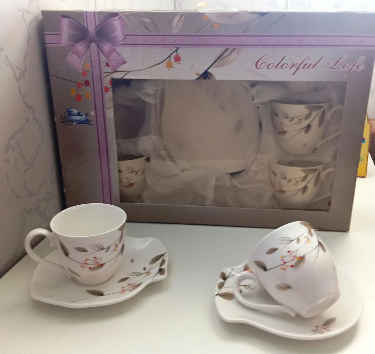 Conj xícara porcelana colorful lofe