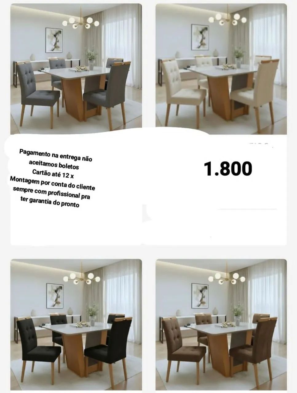 Mesa tampo de Vidro 4 Cadeiras 