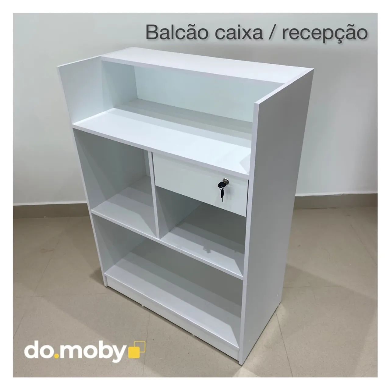 Balcão em MDF Branco com Gaveta para caixa ou recepção  - Foto 2