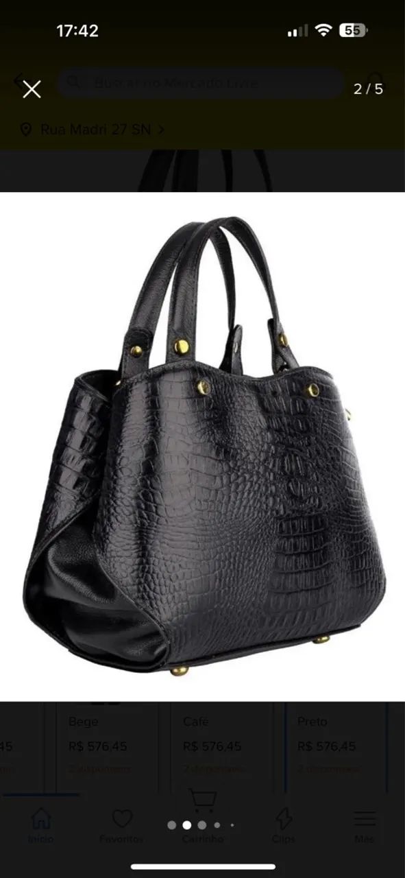 Bolsa Feminina Croco Elegante - Preta - Foto 4