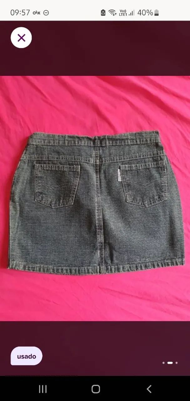 Saia Jeans verde escuro  - Foto 2