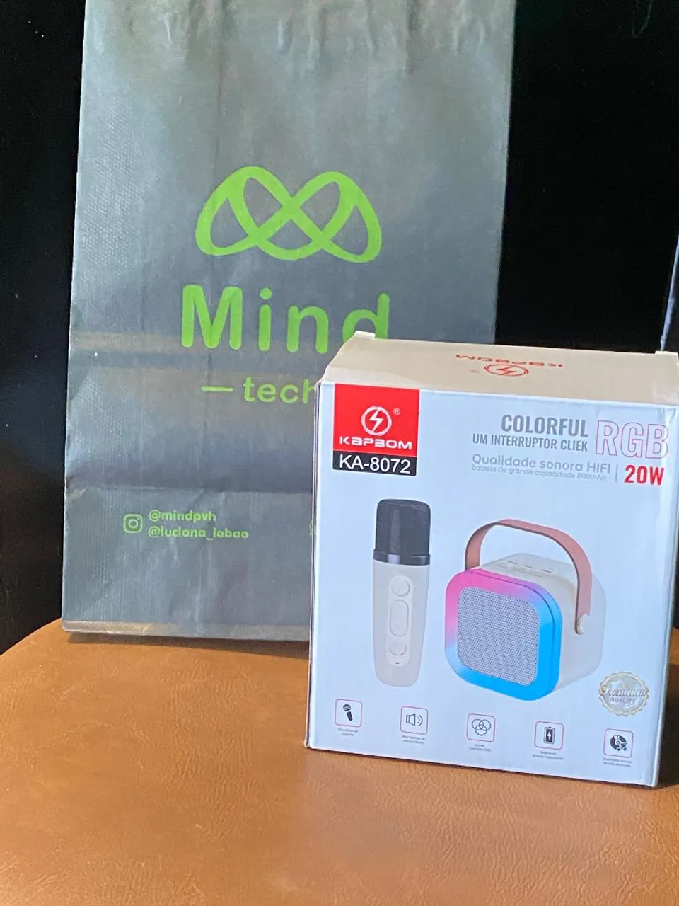 Microfone com Caixa de Som Bluetooth RGB - KBP3OM KA-8072