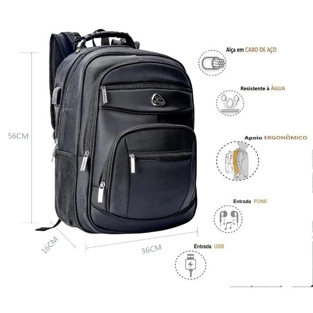Mochila Impermeável Super Grande Nova Reforçada Compartimento para Notebook - Foto 2